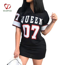 Load image into Gallery viewer, T Shirt Dress Women Short Dress Hip Hop Queen Printed Long T Shirt Loose V Neck Sexy Mini Dress

