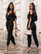Load image into Gallery viewer, Women Jumpsuits Summer Sexy Off Shoulder V Neck Short Sleeve Solid Pocket Long Pant
