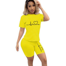 Load image into Gallery viewer, Summer two piece set for women T-Shirts and Shorts Ladies Casual O-Neck Pullover
