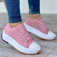 Load image into Gallery viewer, Classic Canvas Women Solid Lace Up Platform Sneakers
