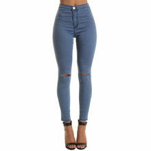 Load image into Gallery viewer, Autumn White Hole Skinny Ripped Jeans Women Jeggings Cool Denim High Waist Pants Capris Female Skinny Black Casual Jeans
