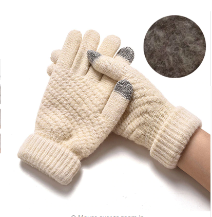 Miya Mona Hot Selling New Women Warm Winter Knitted Full Finger Gloves Mittens Girl Female Solid Woolen Gloves Screen Luvas