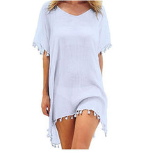 Load image into Gallery viewer, Chiffon Tassels Beach Wear Women Swimsuit Cover Up Bathing Suits Summer Mini Dress
