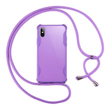 Load image into Gallery viewer, Lanyard Chain Tape Necklace Candy Color Phone Case For iPhone 11 7 8 Plus X XR XS 11Pro Max Airbag Soft TPU Back Shell For Carry
