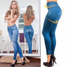 Load image into Gallery viewer, Women Fashion Faux Denim Jeans Leggings Real Pocket Casual Pencil Pants leggings Velvet Leggings Warm Plus Size Workout Legging
