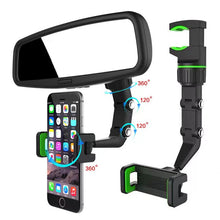Load image into Gallery viewer, Car Phone Holder Multifunctional 360 Degree Rotatable Auto Rearview Mirror Seat Hanging Clip Bracket Cell Phone Holder for Car
