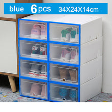Load image into Gallery viewer, 6pc Transparent shoe box storage boxes thickened dustproof organizer can be superimposed combination shoe cabinet
