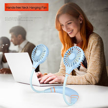 Load image into Gallery viewer, Rechargeable Hands-Free Neck Hanging Sports 3 Gears Fan Wearable Portable USB Flexible Rechargeable Neckband Mini Desk Fan Air

