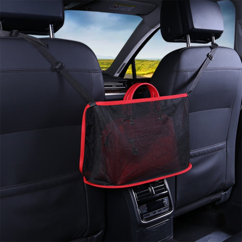 Car Net Pocket Handbag Holder Universal Multifunction Car Organizer Seat Gap Storage Mesh Pocket Interior Accessories