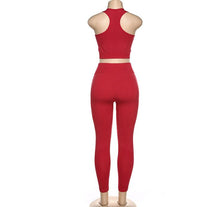 Load image into Gallery viewer, New Women&#39;s Solid Color Knit Short Vest + High Waist Sweat Pants Two Piece Set

