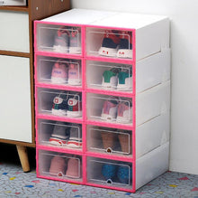 Load image into Gallery viewer, 6pc Transparent shoe box storage boxes thickened dustproof organizer can be superimposed combination shoe cabinet
