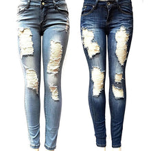 Load image into Gallery viewer, S-XXL Women&#39;s Skinny Hole Ripped Jeans New Fashion Women Baggar Pants
