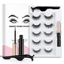 Load image into Gallery viewer, 5Pairs 3D Magnetic Eyeliner Liquid False Eyelashes Set Natural/Thick Long Eye Lashes Makeup Lashes Extension Tools Maquillaje
