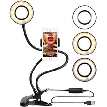 Load image into Gallery viewer, Photo Studio Selfie LED Ring Light with Cell Phone Mobile Holder for Youtube Live Stream Makeup Camera Lamp for iPhone Android
