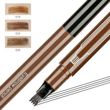 Load image into Gallery viewer, 3 Colors Microblading Tattoo Eyebrow Pencil Waterproof Fork Tip 4 Head Eye Brow Pencils Eye Liner Beauty Makeup Tools TSLM1
