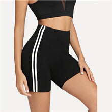 Load image into Gallery viewer, Contrast Striped Side Cycling  Active Wear Women Biker Shorts
