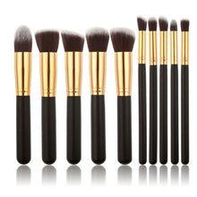 Load image into Gallery viewer, 10 Pcs Silver/Golden Makeup Brushes Set Cosmetics Foundation Blending Blush Makeup Tool Powder Eyeshadow Cosmetic Set
