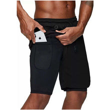 Load image into Gallery viewer, Men&#39;s music shorts 2 in 1 running shorts security pockets shorts quick drying sports shorts built-in pockets hip zipper pockets
