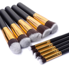 Load image into Gallery viewer, 10 Pcs Silver/Golden Makeup Brushes Set Cosmetics Foundation Blending Blush Makeup Tool Powder Eyeshadow Cosmetic Set
