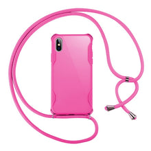 Load image into Gallery viewer, Lanyard Chain Tape Necklace Candy Color Phone Case For iPhone 11 7 8 Plus X XR XS 11Pro Max Airbag Soft TPU Back Shell For Carry
