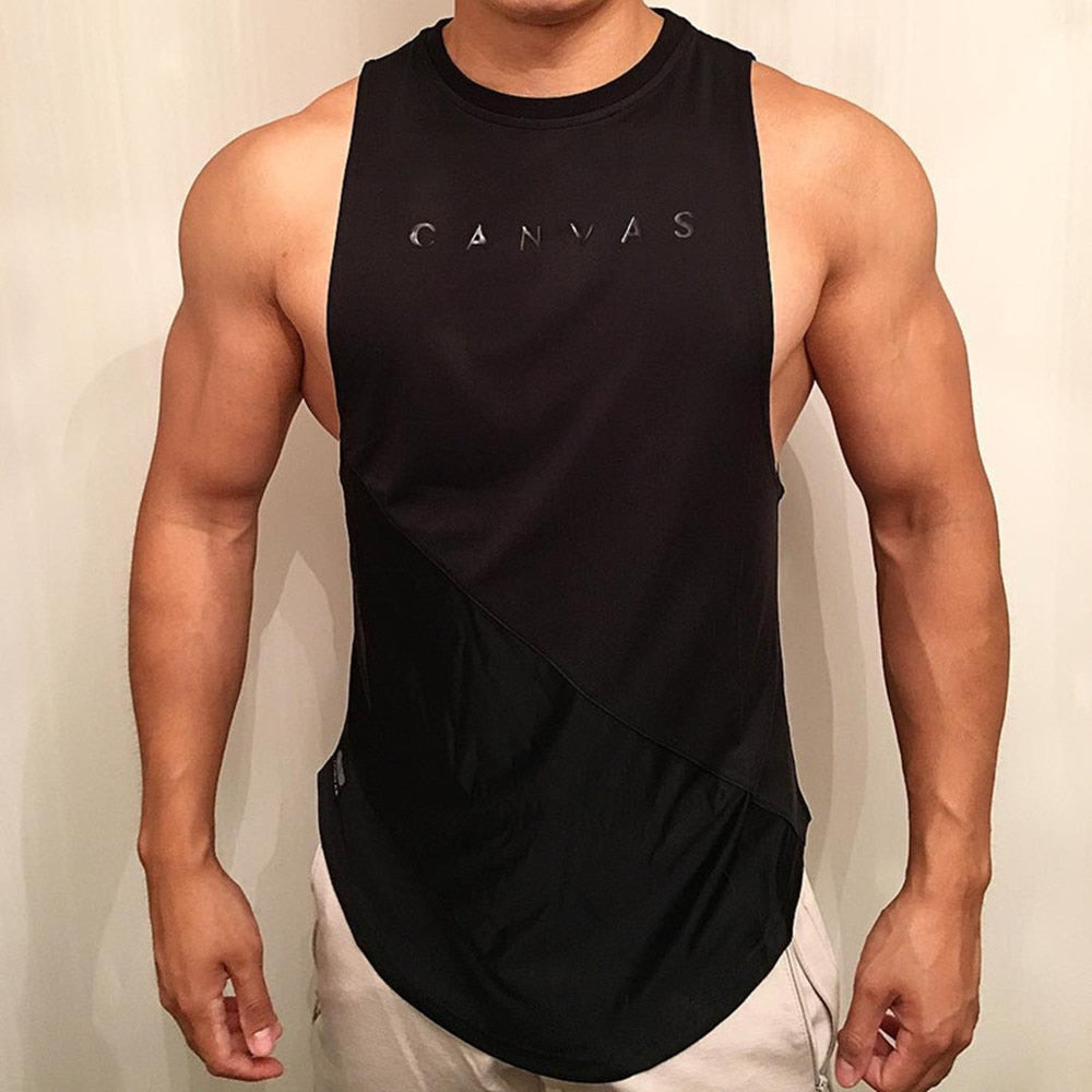Bodybuilding Sporty Tank Tops Men Gyms Fitness Workout Sleeveless Shirt Casual Loose Undershirt