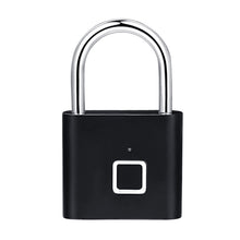 Load image into Gallery viewer, Black silver Keyless USB Rechargeable Door Lock Fingerprint Smart Padlock Quick Unlock Zinc alloy Metal Self Developing Chip

