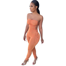 Load image into Gallery viewer, Sexy Off Shoulder Women Jumpsuit Pleated Fitness Streetwear Sleeveless

