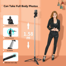 Load image into Gallery viewer, 1580mm New Wireless Selfie Stick Tripod Foldable Monopod With Fill light For Gopro Action Cameras Smartphones Selfie
