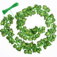 Load image into Gallery viewer, 12PCS 26M/84FT Ivy Artificial Plants Home Decor Wall Hanging Vines Green Fake Leaves Garland Leaves Diy For Wedding Party Room
