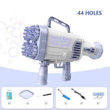 Load image into Gallery viewer, 2021 Hot Kids Gatling Bubble Gun Toy 64-Hole Charging Electric Automatic Bubble Machine Summer Outdoor Soap Water Children Toys
