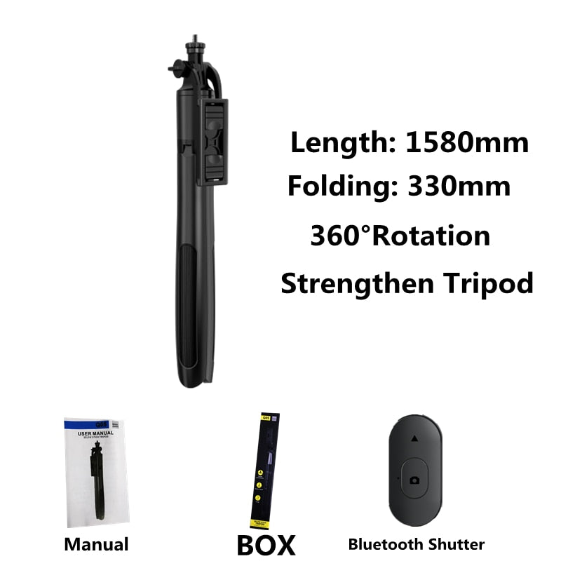 1580mm New Wireless Selfie Stick Tripod Foldable Monopod With Fill light For Gopro Action Cameras Smartphones Selfie