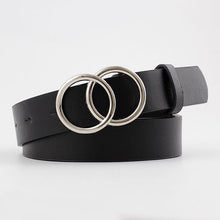 Load image into Gallery viewer, Double Ring Women Belt Fashion Waist Belt PU Leather Metal Buckle Heart Pin Belts For Ladies Leisure Dress Jeans Waistband
