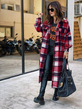 Load image into Gallery viewer, Fashion Long Plaid Coat Autumn Shirt Coat button down loose fit Streetwear Women Coat Casual long trench
