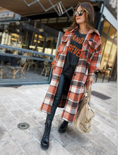 Load image into Gallery viewer, Fashion Long Plaid Coat Autumn Shirt Coat button down loose fit Streetwear Women Coat Casual long trench
