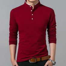 Load image into Gallery viewer, Mens Long Sleeve Stand Basic Solid Shirt Top Casual Cotton
