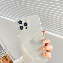 Load image into Gallery viewer, Fashion Gradient Laser Love Heart Pattern Clear Phone Case For iPhone 11 13 12 Pro Max X XS XR 7 8 Plus SE 2020 Shockproof Back
