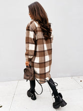 Load image into Gallery viewer, Women Winter Woolen Coats Female Plaid Print Retro Warm Thick Long Jacket Outercoats

