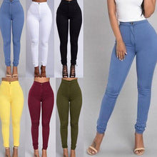 Load image into Gallery viewer, Women&#39;s Fashion Plain Color Skinny Jeans Zipper  Casual High Waist Jeggings
