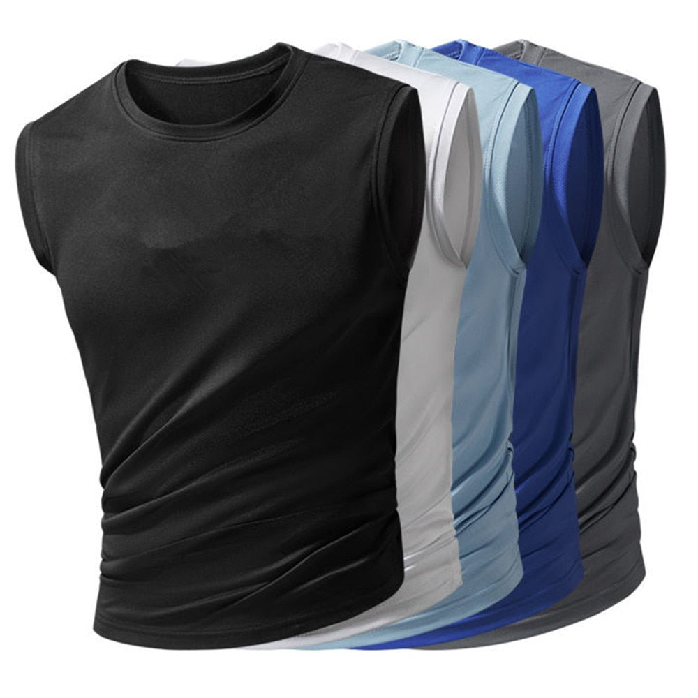 Men's Sleeveless T-Shirt Sports Vest Cycling Basketball Running Riding Gym Fitness Top Clothes Sweatshirt Workout Sportswear