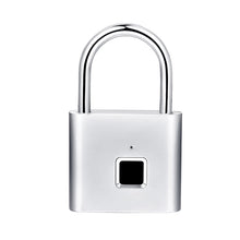 Load image into Gallery viewer, Black silver Keyless USB Rechargeable Door Lock Fingerprint Smart Padlock Quick Unlock Zinc alloy Metal Self Developing Chip
