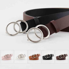 Load image into Gallery viewer, Double Ring Women Belt Fashion Waist Belt PU Leather Metal Buckle Heart Pin Belts For Ladies Leisure Dress Jeans Waistband
