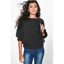 Load image into Gallery viewer, Loose Knitted Pullovers Sweater Tops Women Fashion O-Neck Long Sleeve Ladies Jumper Bat Wing Casual
