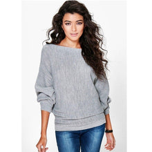 Load image into Gallery viewer, Loose Knitted Pullovers Sweater Tops Women Fashion O-Neck Long Sleeve Ladies Jumper Bat Wing Casual

