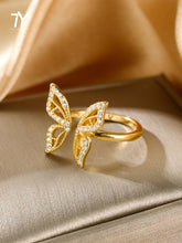 Load image into Gallery viewer, Elegant and Sweet Inlaid Zircon Gold Color Butterfly Rings For Woman
