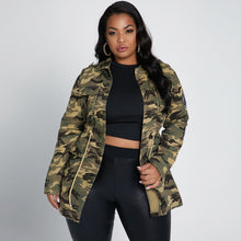 Load image into Gallery viewer, Streetwear Women Camouflage Printing Loose Jackets  Autumn Big Size Turn-down Collar Coats
