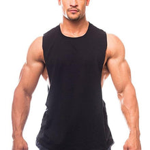 Load image into Gallery viewer, Gym Clothing Fitness Mens Sides Cut Off T-shirts Dropped Armholes Bodybuilding Workout Sleeveless
