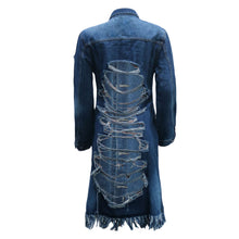 Load image into Gallery viewer, Women&#39;s Hole Patch Denim Jackets Long Sleeve Ripped Distressed Outwear
