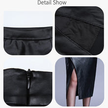 Load image into Gallery viewer, Women Slim Black PU Leather Bodycon Pencil Skirt Autumn Winter High Waist Casual Mid-long Skirts
