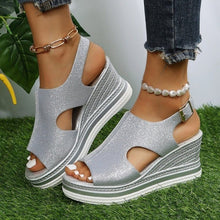 Load image into Gallery viewer, women&#39;s casual wedge line buckle open toe  summer wedge sandals

