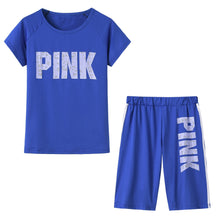 Load image into Gallery viewer, Casual Pink Letter Print Women Two Piece Set New Summer T-Shirts And Skinny Pants
